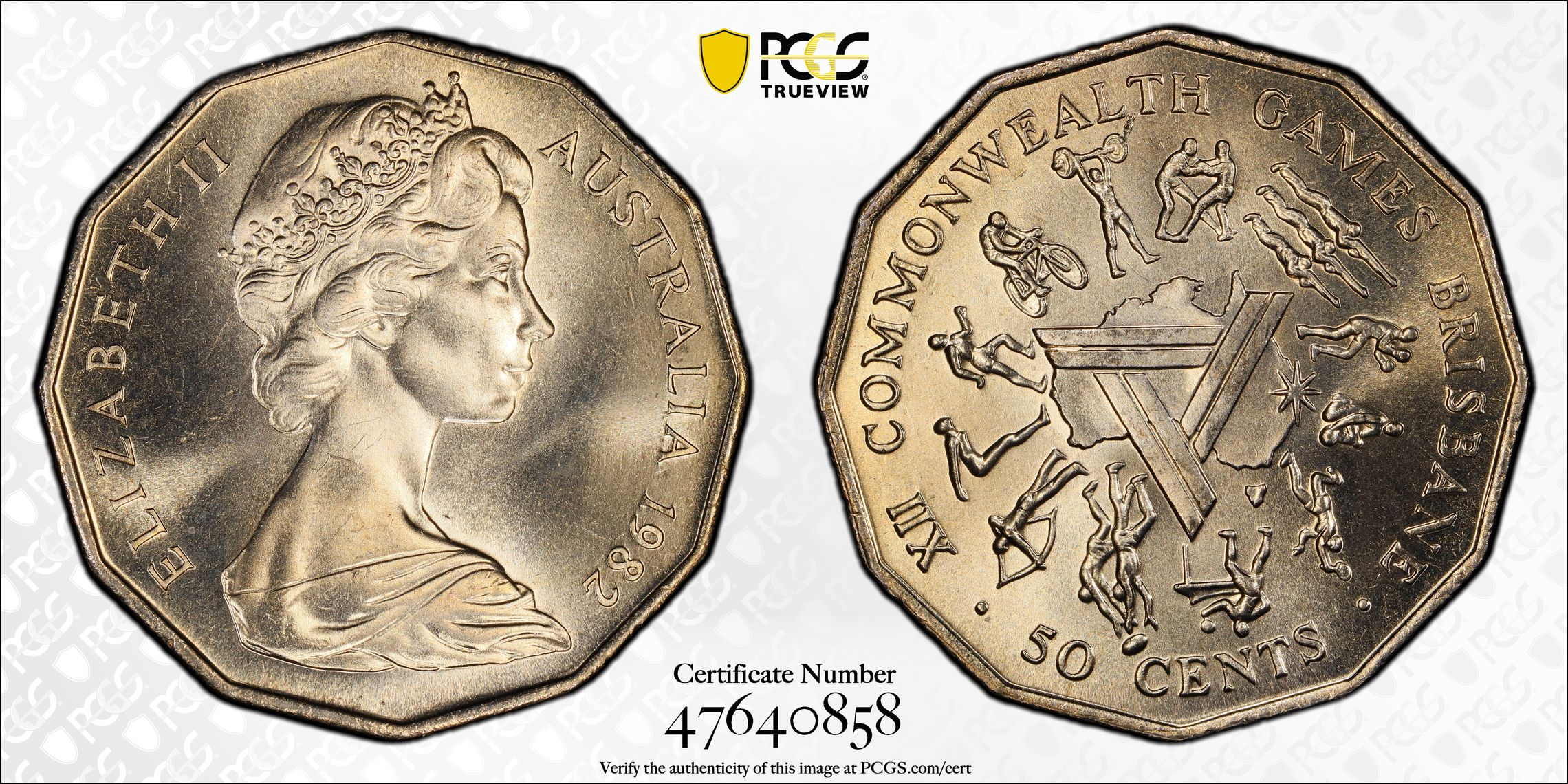 Commonwealth Games , Fifty Cent, 1982, PCGS MS67