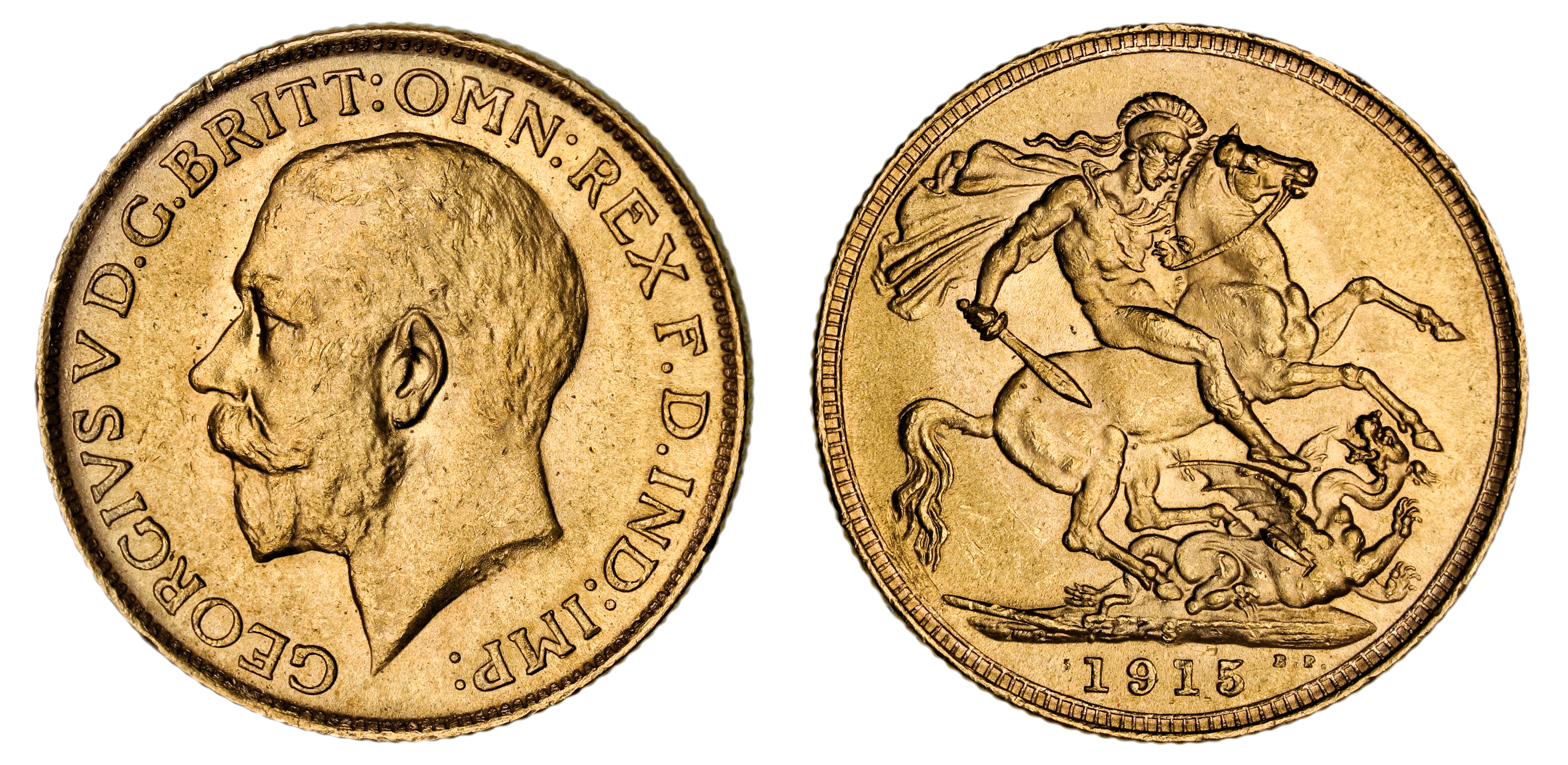 George V, St. George Reverse - Sydney Mint, Sovereign, 1915, aUNC