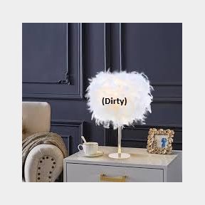 Glam Feather Table Lamp - White -(Dirty) ONLY LAMP SHADE-Bar 9902123362168- 51745/23847 SN B1 (S4)