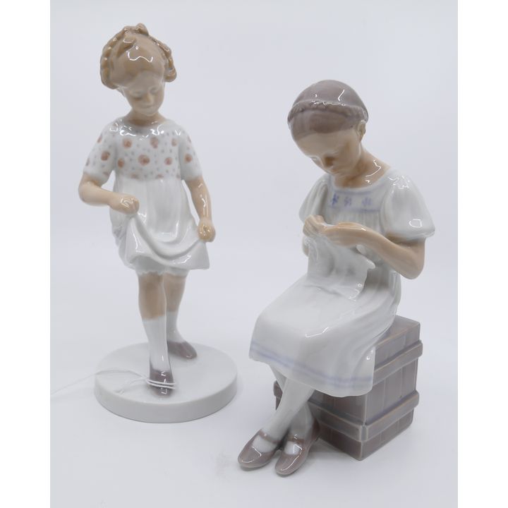 2pc B&G Porcealin Figurines of Girls (#1656 & #1794)