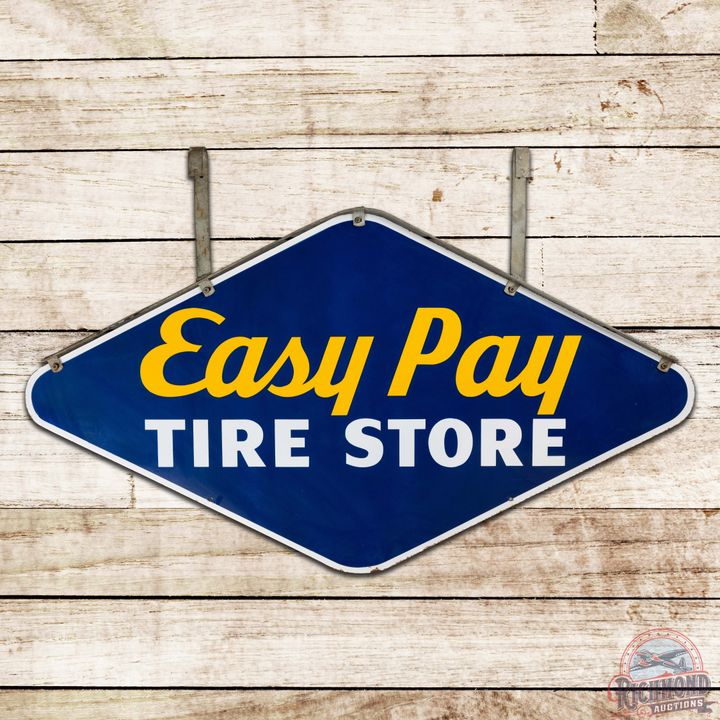 Impressive Goodyear "Easy Pay" Tire Store Double Sided Porcelain Sign w/ Bracket