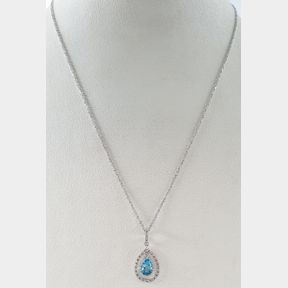 9CTWHITE GOLD NECKLACE WITH 0.08CT DIAMONDS & 0.80CT TOPAZ - 51929/3475