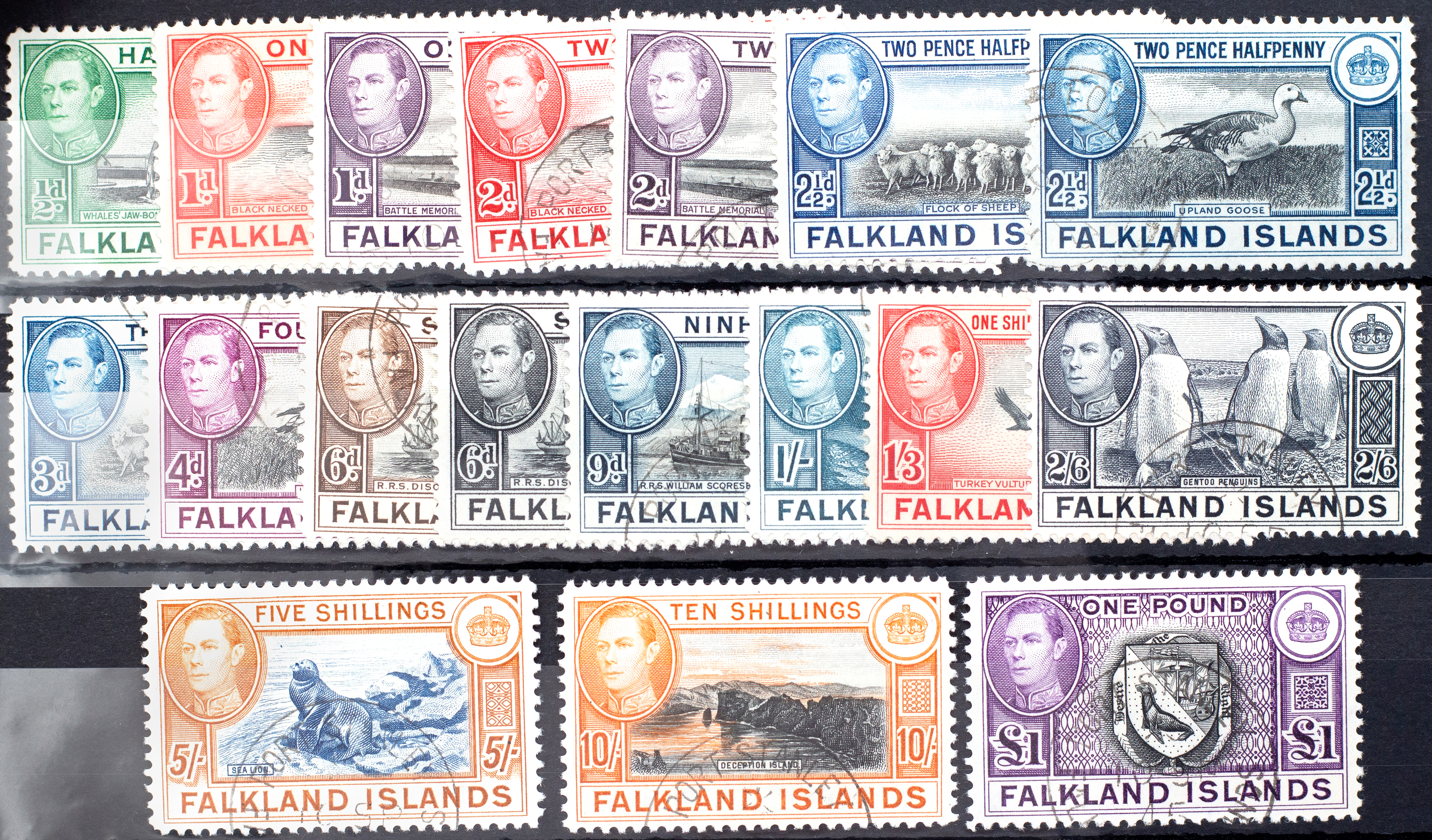 Falkland Islands, George VI, Definitives, 1938, Good
