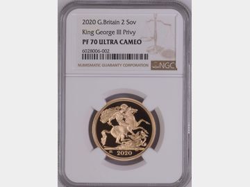 2020 ELIZABETH II '200TH ANNIVERSARY OF GEORGE III'S PRIVY MARK' PROOF GOLD 2 POUND COIN PF70 UCAM