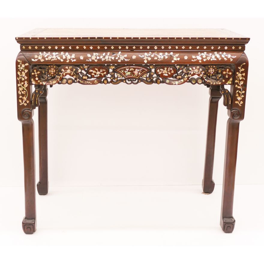Chinese Qing Inlaid Rosewood Altar Table