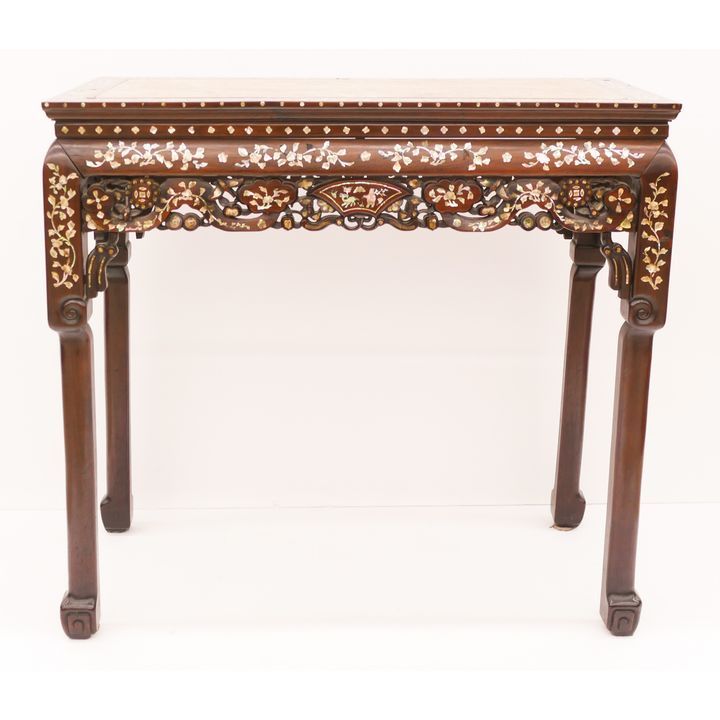 Chinese Qing Inlaid Rosewood Altar Table