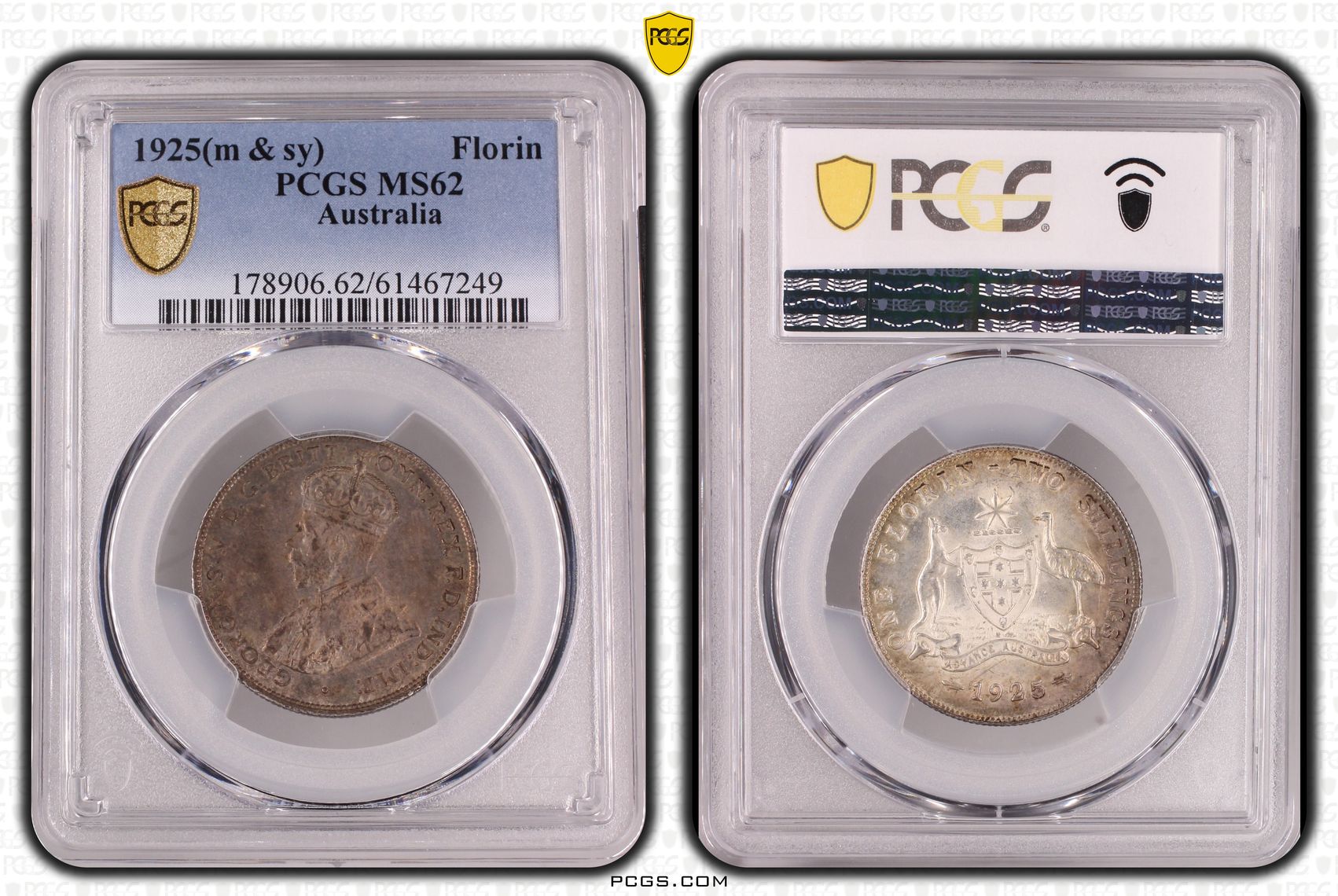 George V, Florin, 1925, PCGS MS62