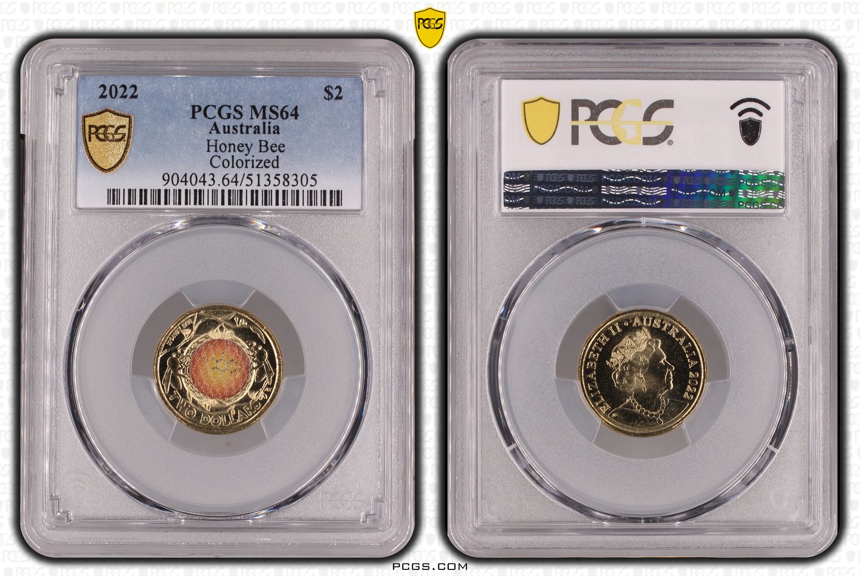 Honey Bee Colorized, Two Dollar, 2022, PCGS MS64