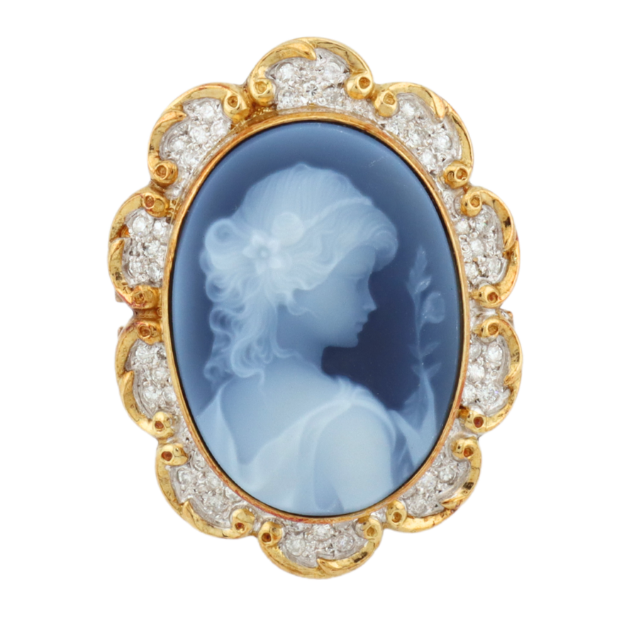 Anillo camafeo azul