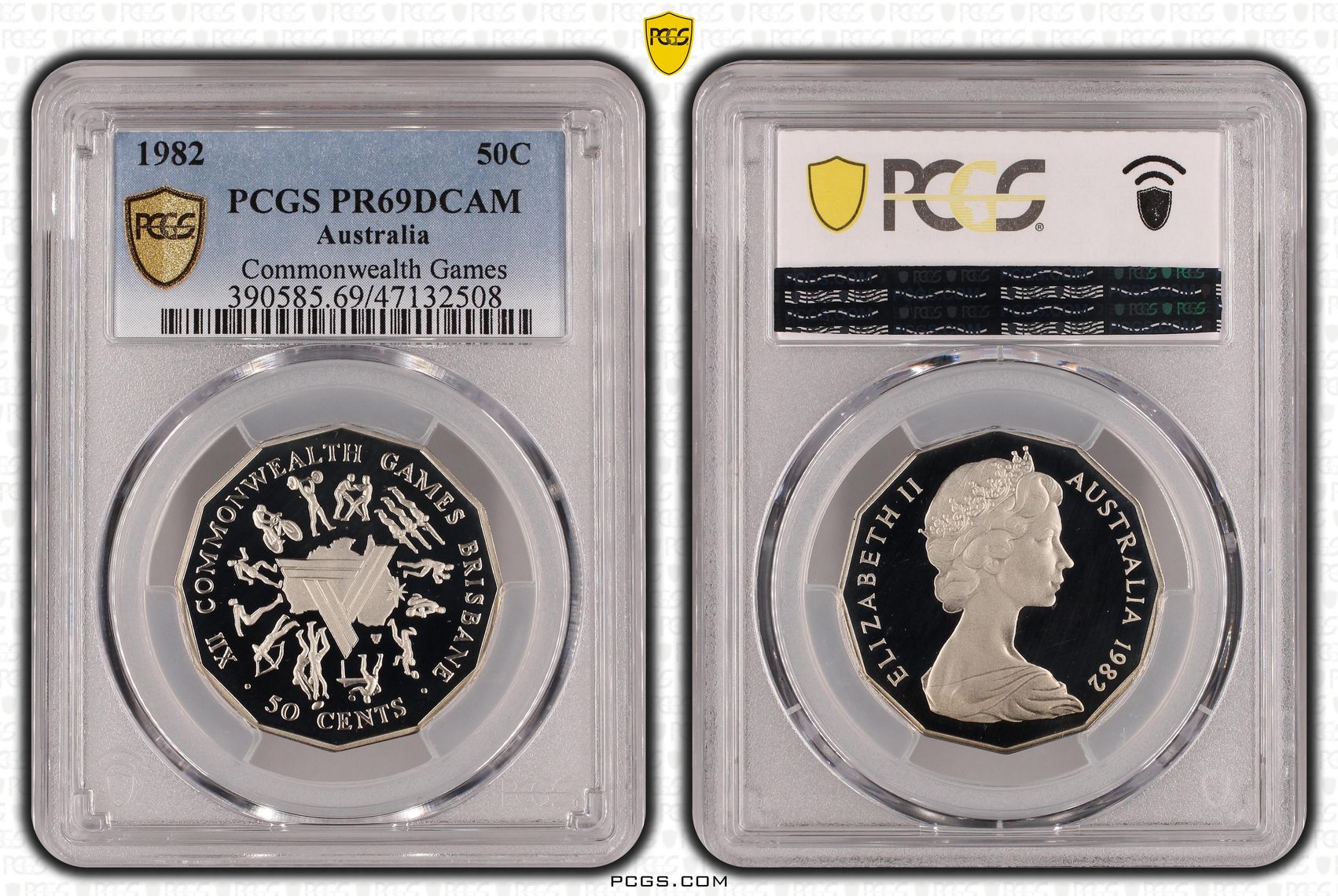 Elizabeth II, Commonwealth Games, Fifty Cent, 1982, PCGS PR69DCAM