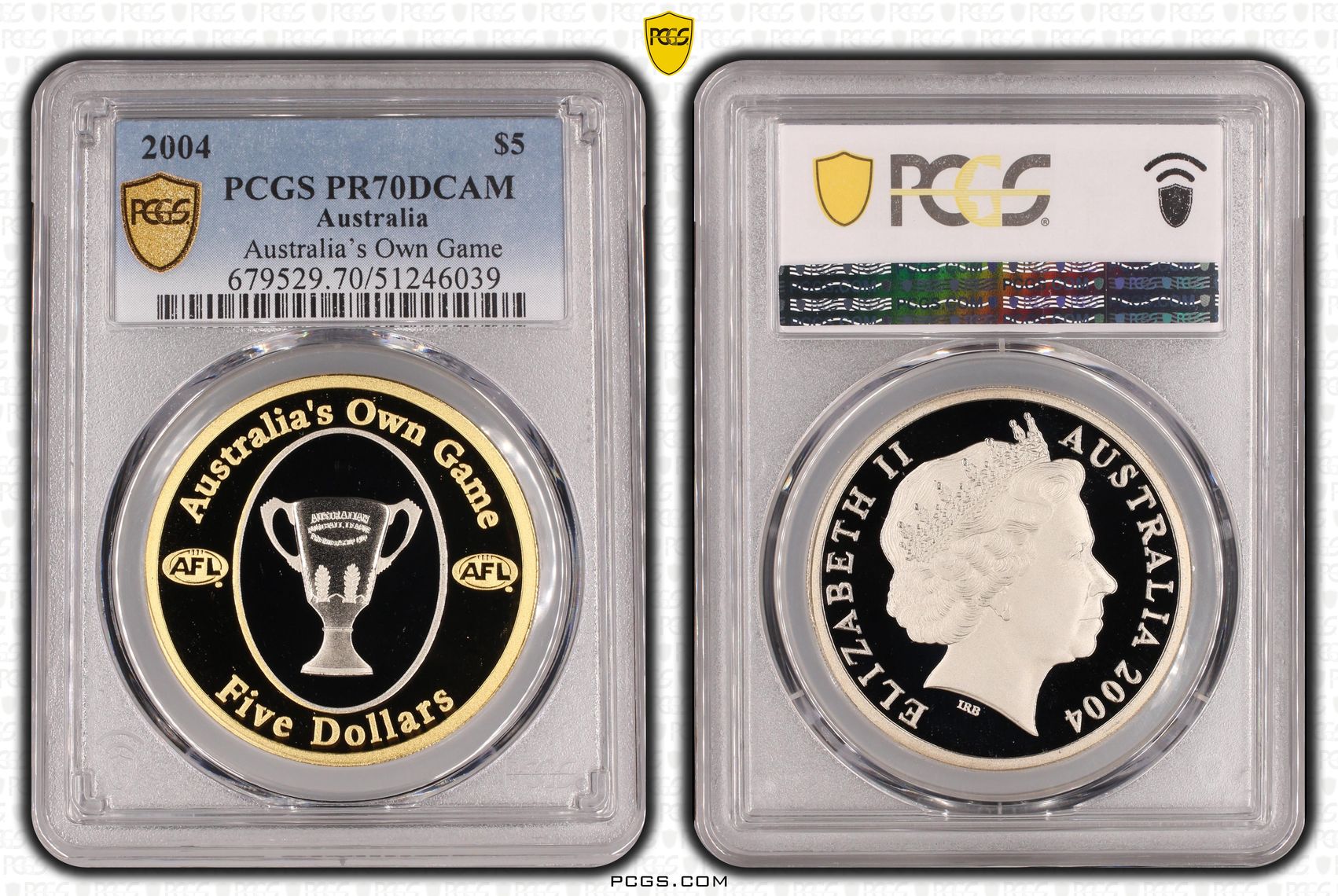 Australia’s Own Game POP 4/0, Five Dollar, 2004, PCGS PR70DCAM