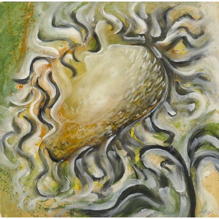 Neil Meitzler ''Mystic Sunflower'' 1959 Casein on Paper 19''x19'' Approx.
