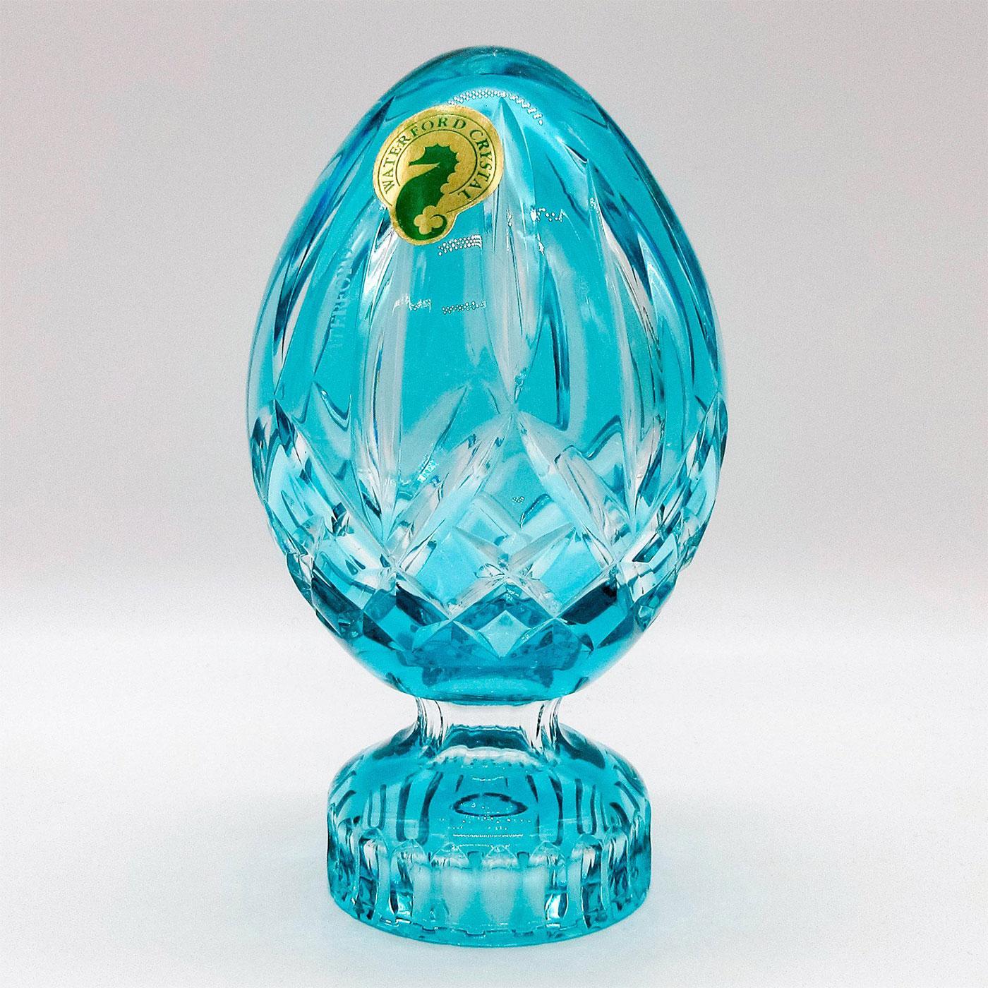 Waterford Crystal Egg Paperweight, Turquoise, Lismore
