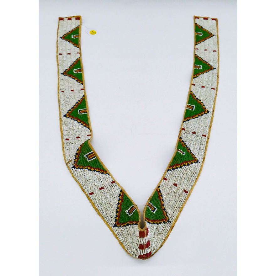 Old Plains Indian Beaded Leather Blanket Strap