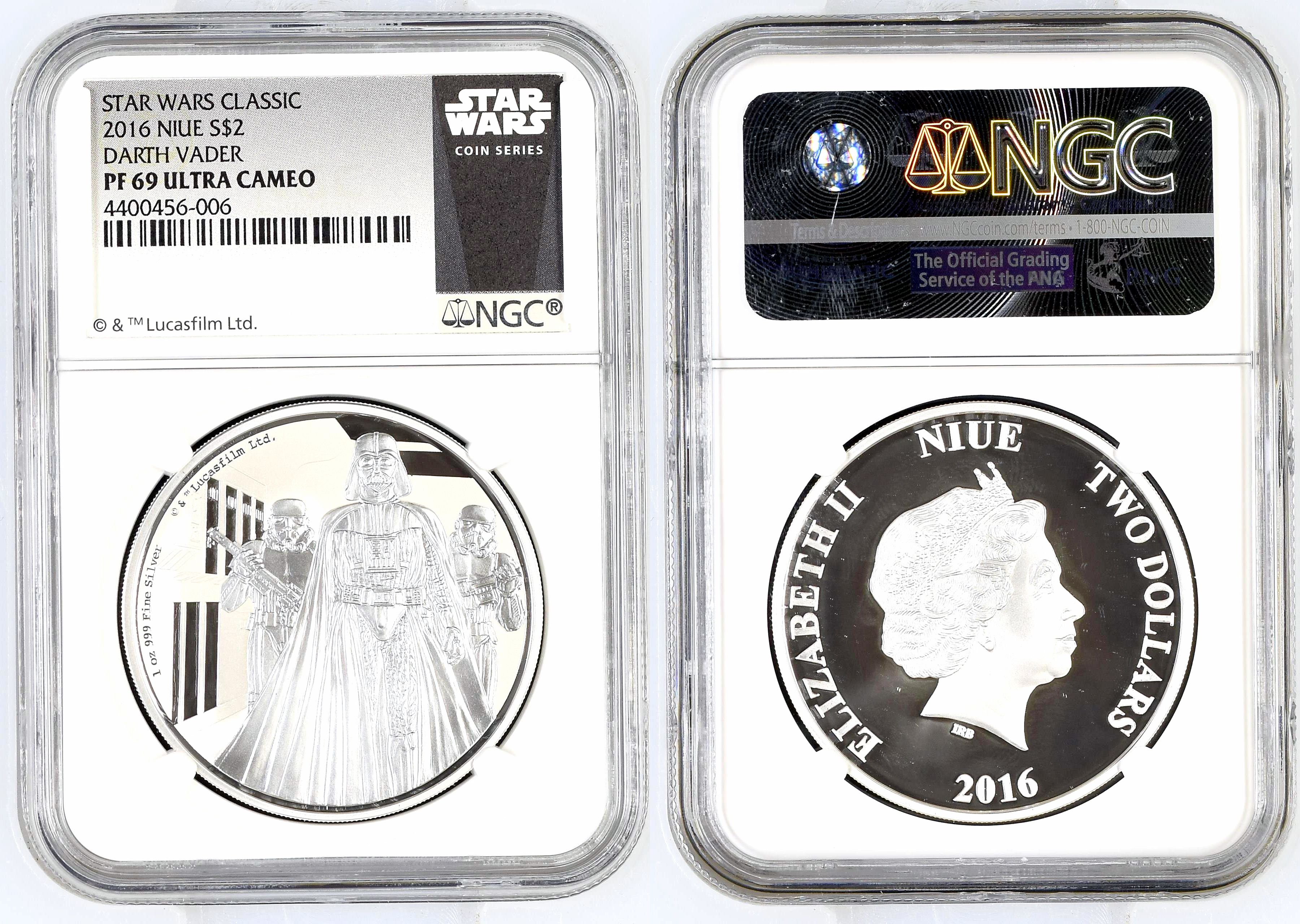 Niue, Darth Vader, Two Dollar, 2016, NGC PF 69 ULTRA CAMEO