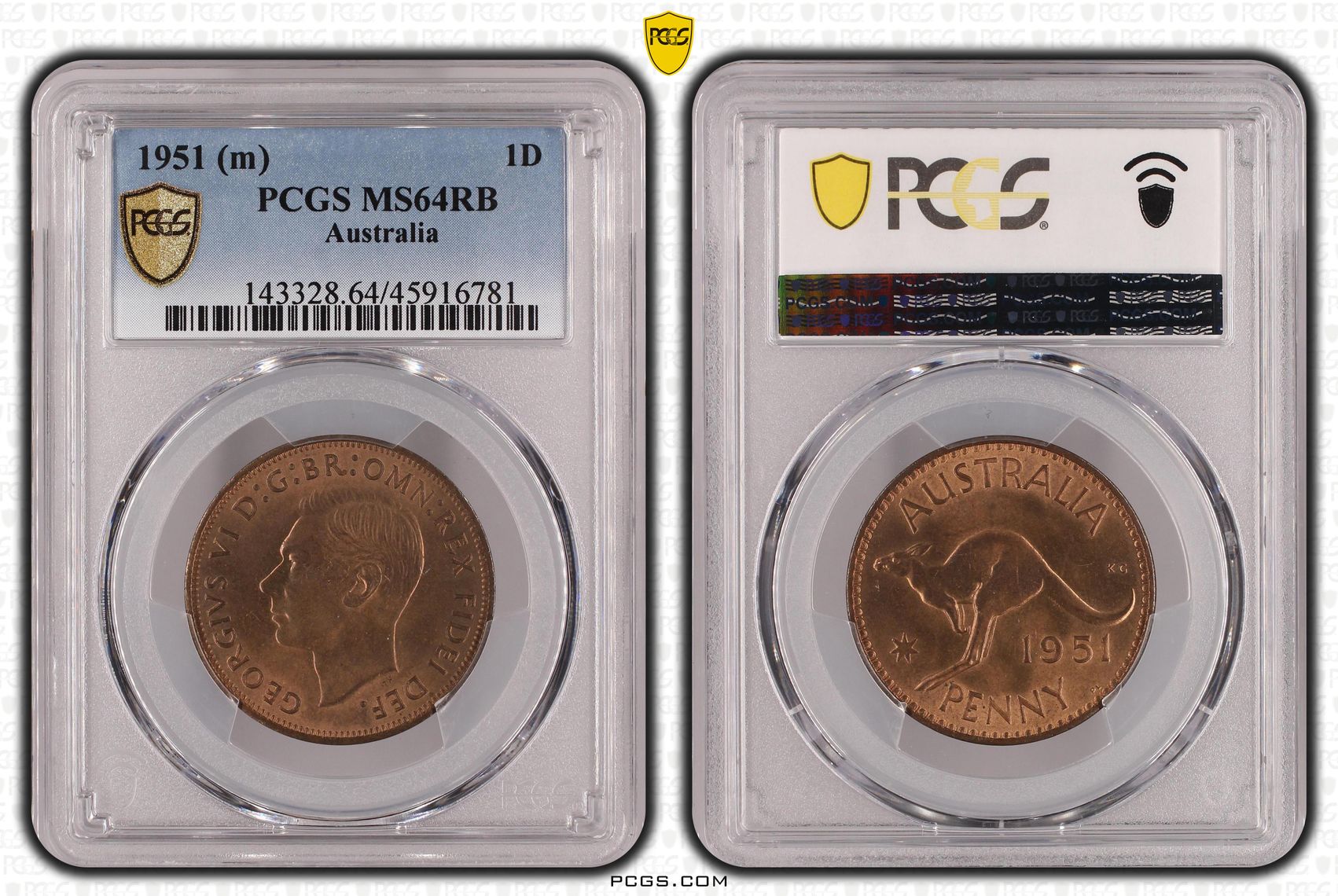 1951 Australia Penny PCGS - MS64RB -781