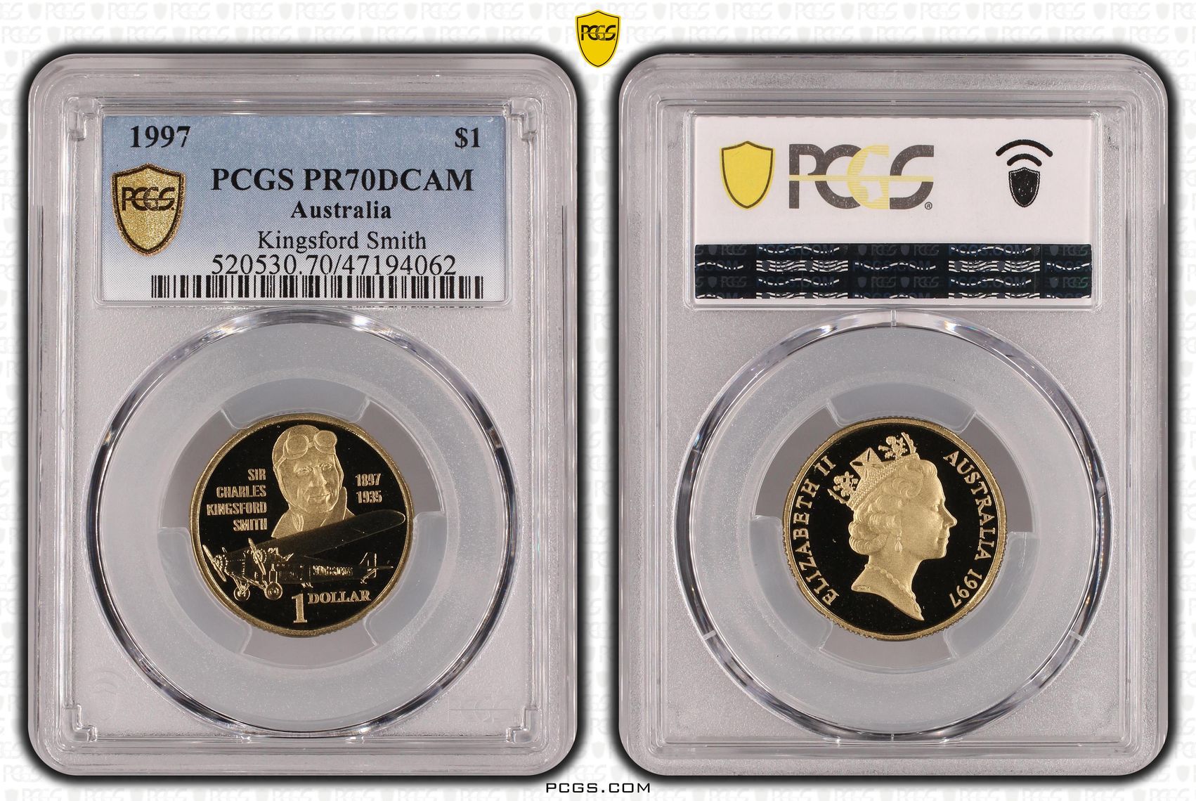 Elizabeth II, Kingsford Smith, Pop 4/0, One Dollar, 1997, PCGS PR70DCAM
