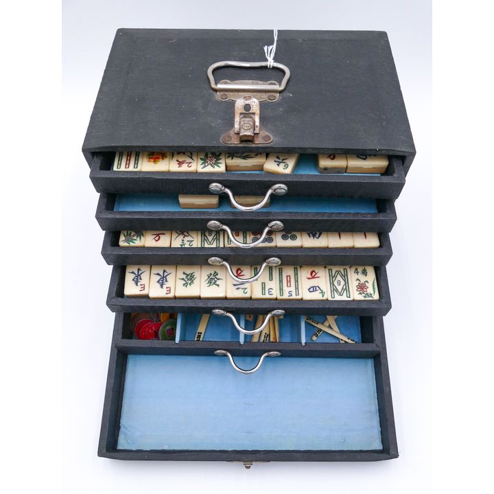 Old Chinese Mah Jong Set in Case 7''x9.5''