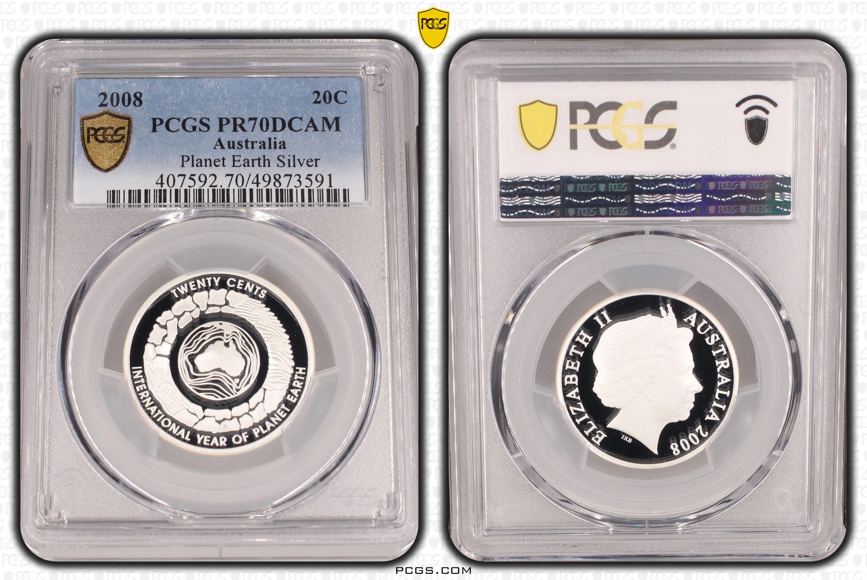 Planet Earth Silver POP 12/0, Twenty Cent, 2008, PCGS PR70DCAM