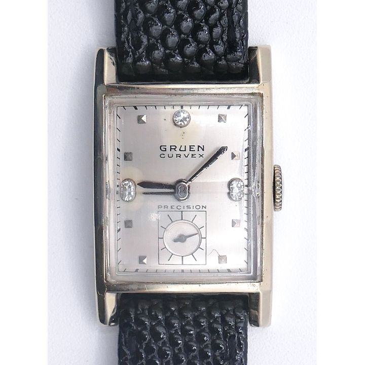 Vintage Men's 14k Gruen Curvex Precision Tank Wrist Watch