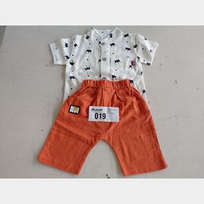 BOYS SHORT AND SHIRT - WHITE - 12-18 MONTHS BOYS