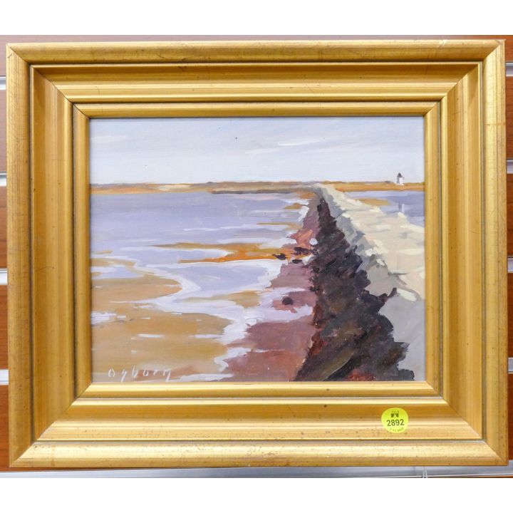 Hillary Osborn Coastal Scene Oil on Masonite Framed- 11x13''