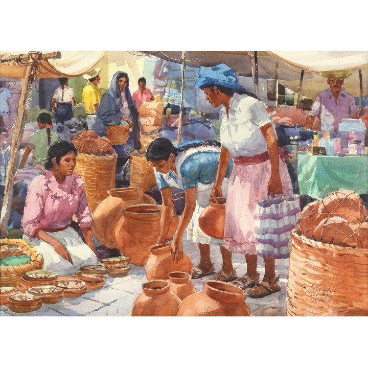 Thomas Hill (1925- ), Pottery Market in Tlacolula
