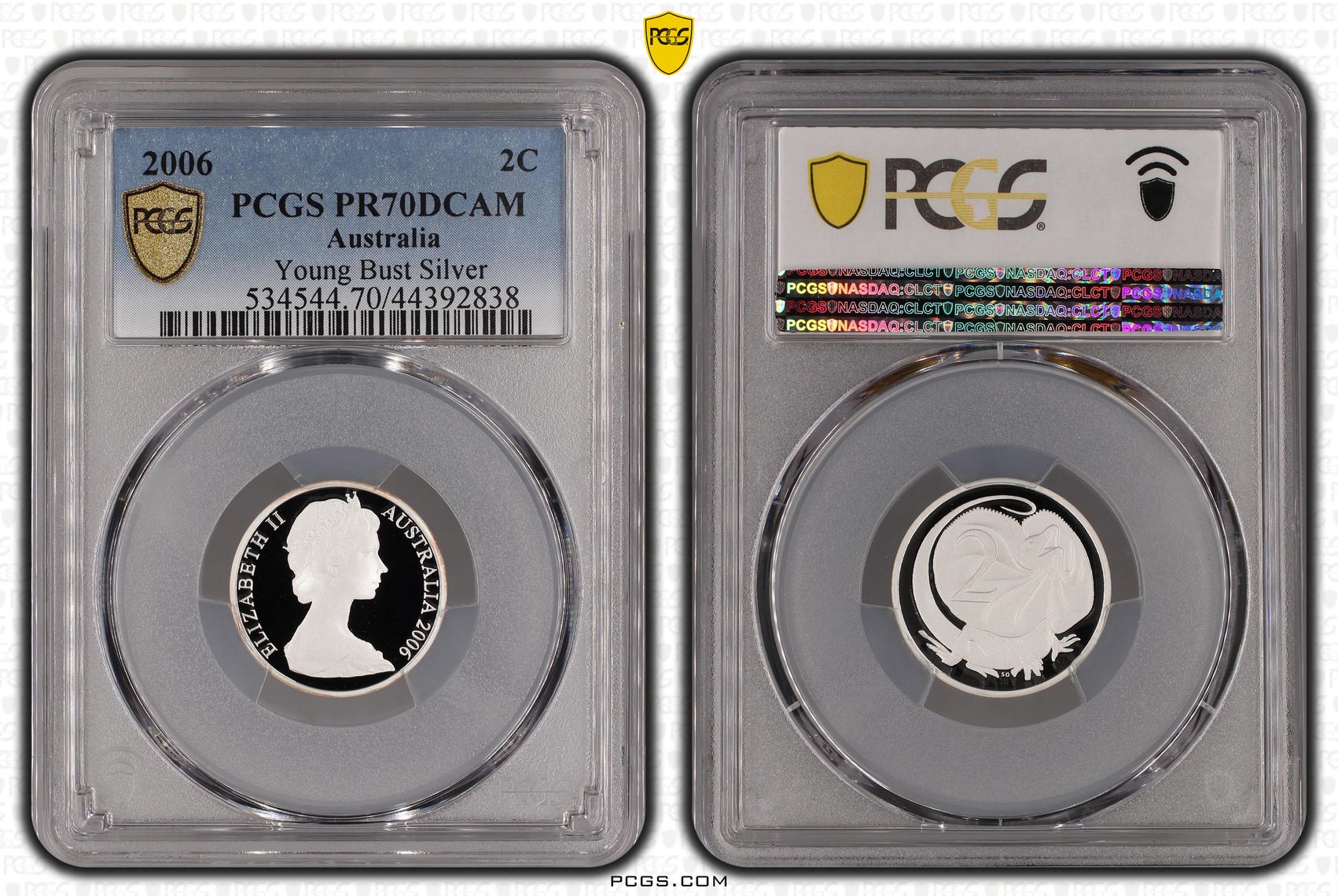 2006 Australia Two Cent, 2c Silver Young Bust PCGS - PR70DCAM POP 10/0 -838