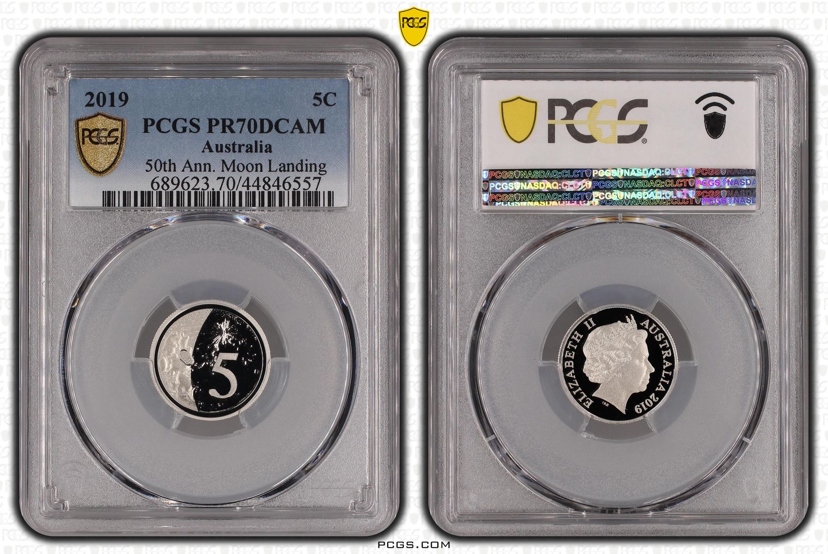 2019 Australia Five Cent, 5c 50th Ann. Moon Landing PCGS - PR70DCAM POP 46/0 -557