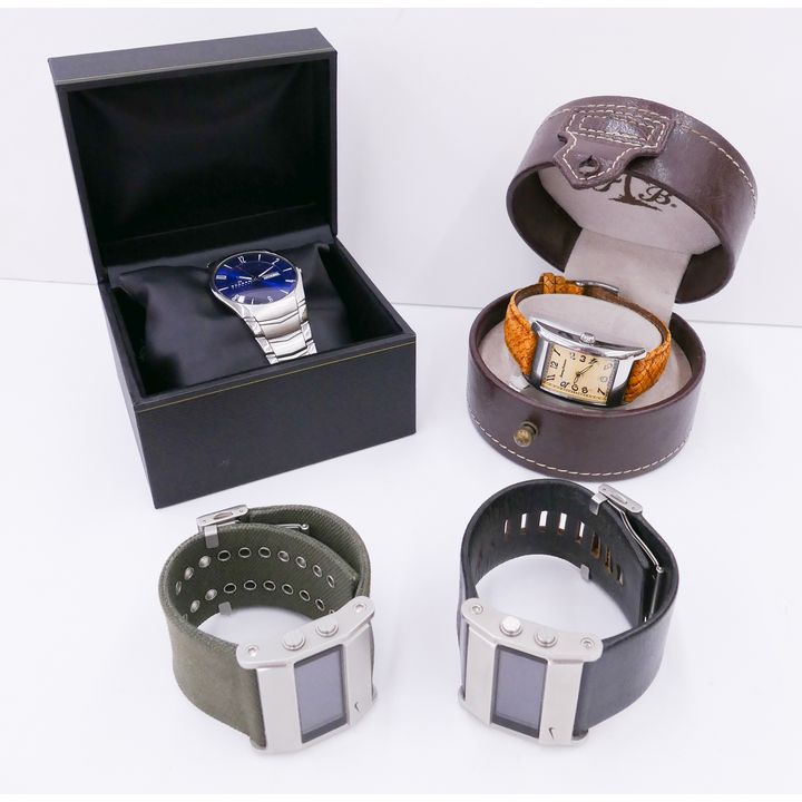 4pc Quartz Watches. Includes Tommy Bahama Tank Watch with case