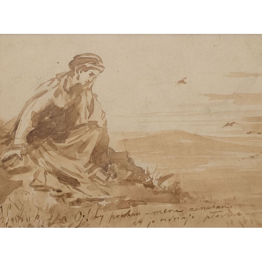 Tadeusz Rybkowski | Zamyślona dziewczyna, ok. 1879 r.