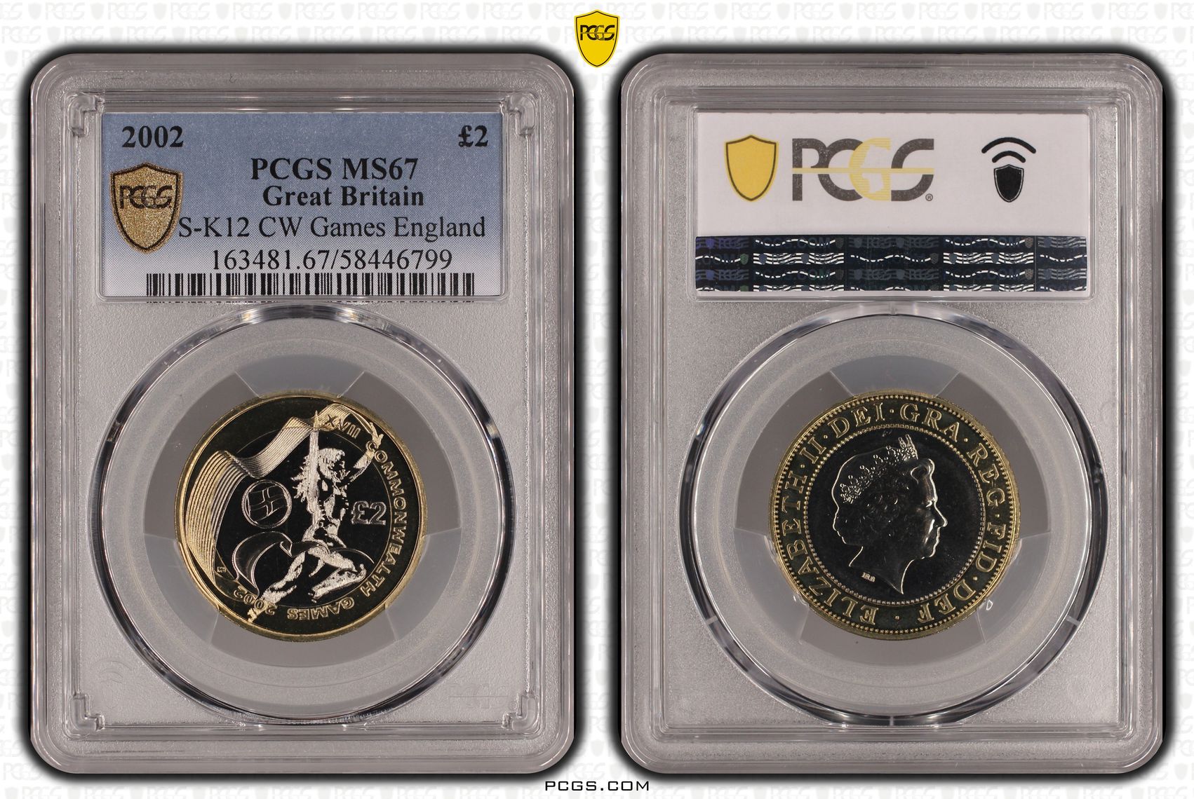 Great Britain, Elizabeth II, S-K12 CW Games England, Two Pound, 2002, PCGS MS67