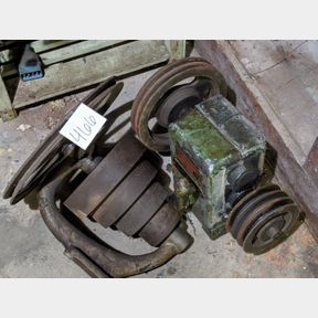 Antique overhead pulley and speed control gear box