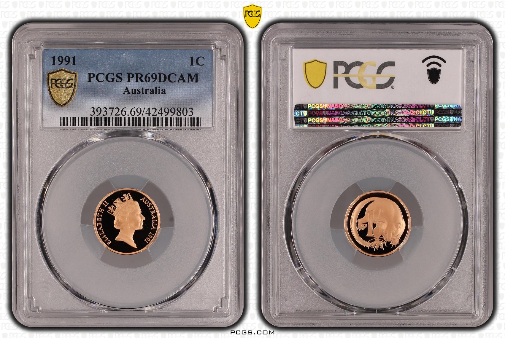 Elizabeth II, One Cent, 1991, PCGS PR69DCAM