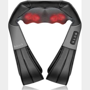 NEKTECK SHIATSU BACK NECK MASSAGER, DEEP KNEADING SHOULDER MASSAGER WITH HEAT, WAIST MASSAGE PILLOW FOR HOME CAR AND OFFICE USE (B