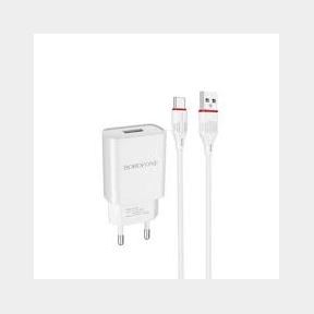 USB Adapter Lightning Charging Data Cable Borofone BA20A - White - 1 m -bar 9902075726148-51730/217 B1 (S1) SB
