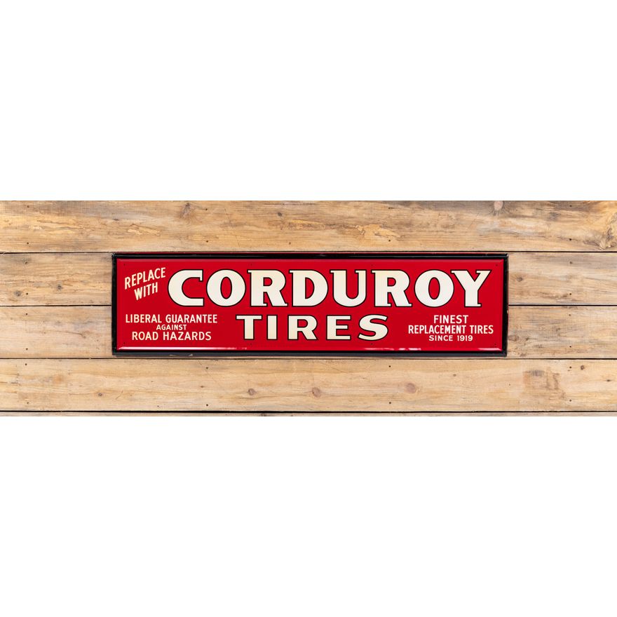 NOS 60" Horizontal Corduroy Tires Single Sided Embossed Metal Sign TAC 9.75