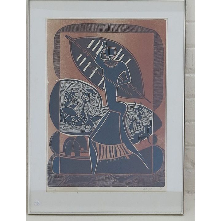 LUCKY SIBIYA - WOODCUT - UNTITLED, DATED '75, 223/225
