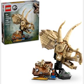 LEGO JURASSIC WORLD DINOSAUR FOSSILS TRICERATOPS SKULL TOY - DINOSAUR TOY FOSSIL BUILDING SET FOR KIDS, BOYS AND GIRLS, AGES 9+ -