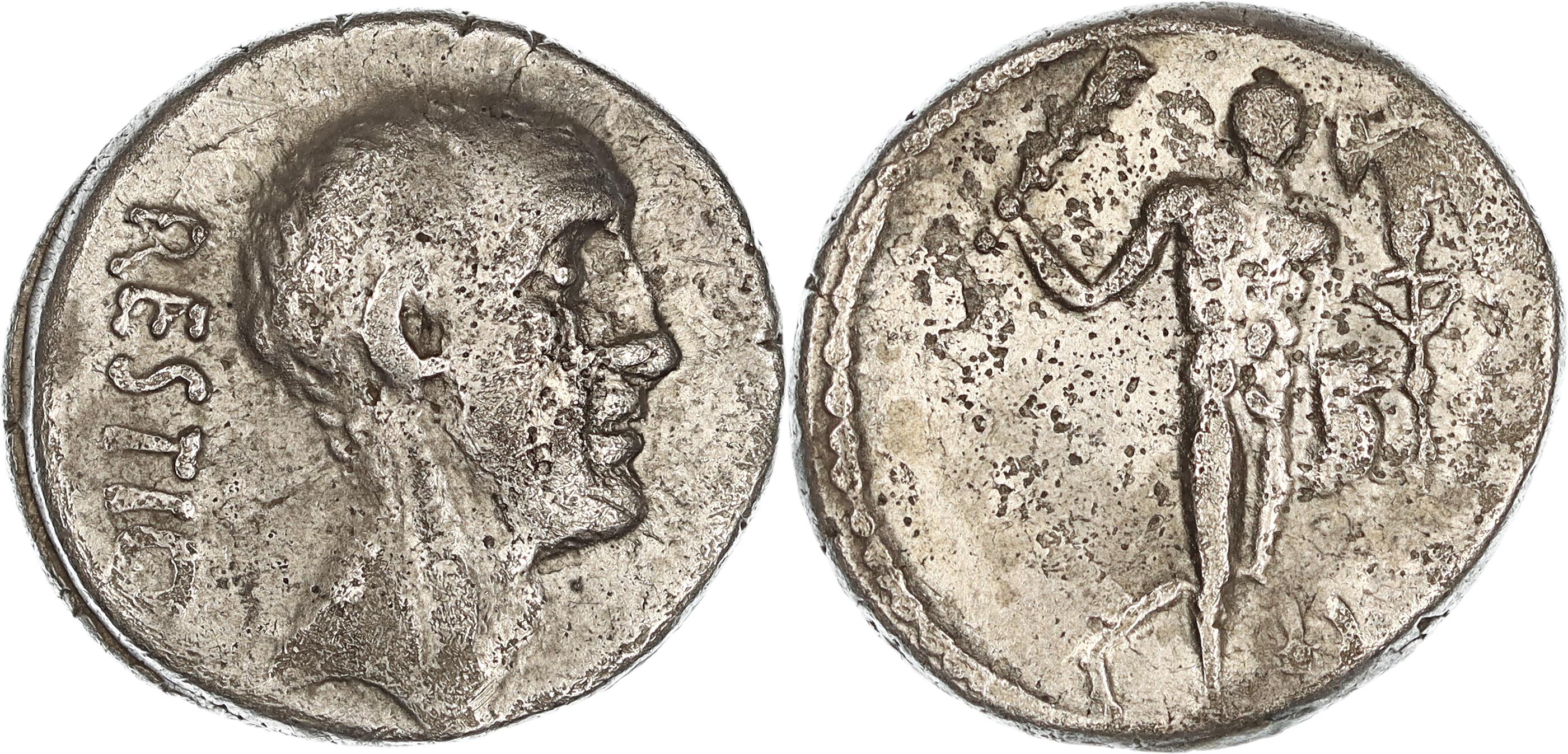 Roman Republic, Imperatorial Period, C. Antius C.f. Restio, Silver Denarius, 47 BC, gF-nVF