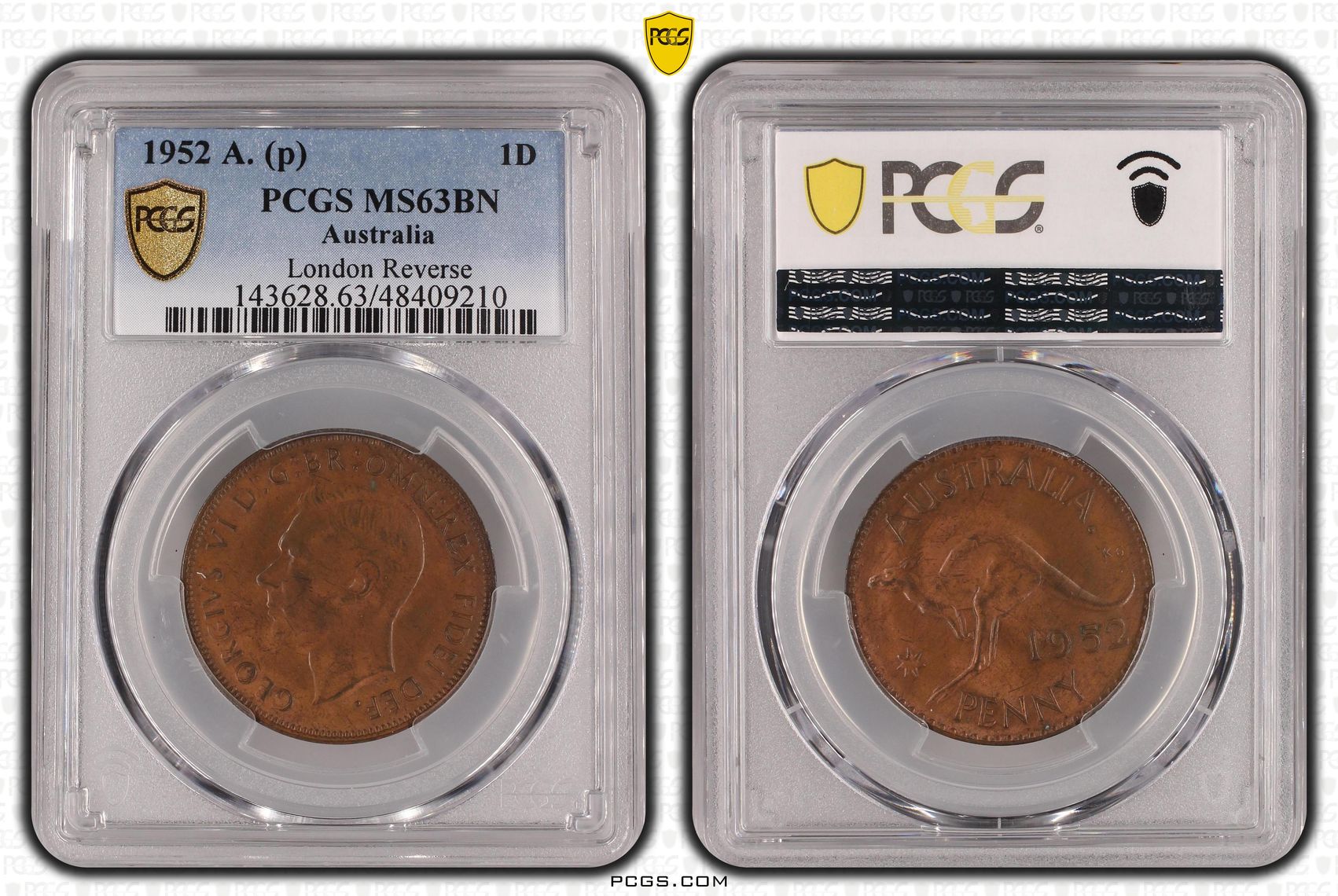 George VI, London reverse, Penny, 1952, PCGS MS63BN