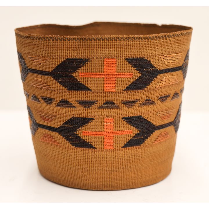 Antique Tlingit Cross Pattern Indian Basket