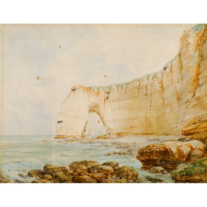 'The Manneporte' Watercolor of Coast Line near Etretat France signed A. Noel- paper measures 12.25x15.5''