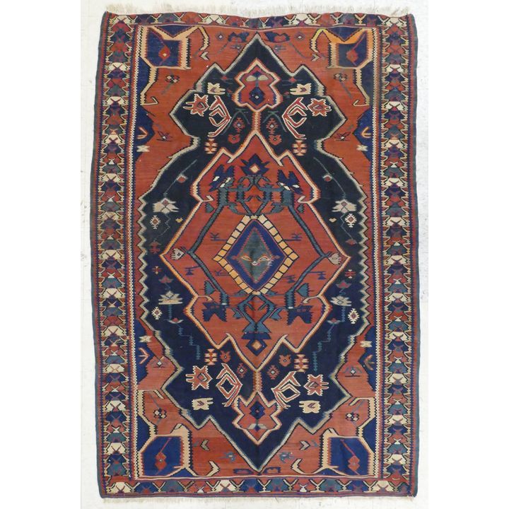 Semi Antique Medallion Kilim Oriental Rug