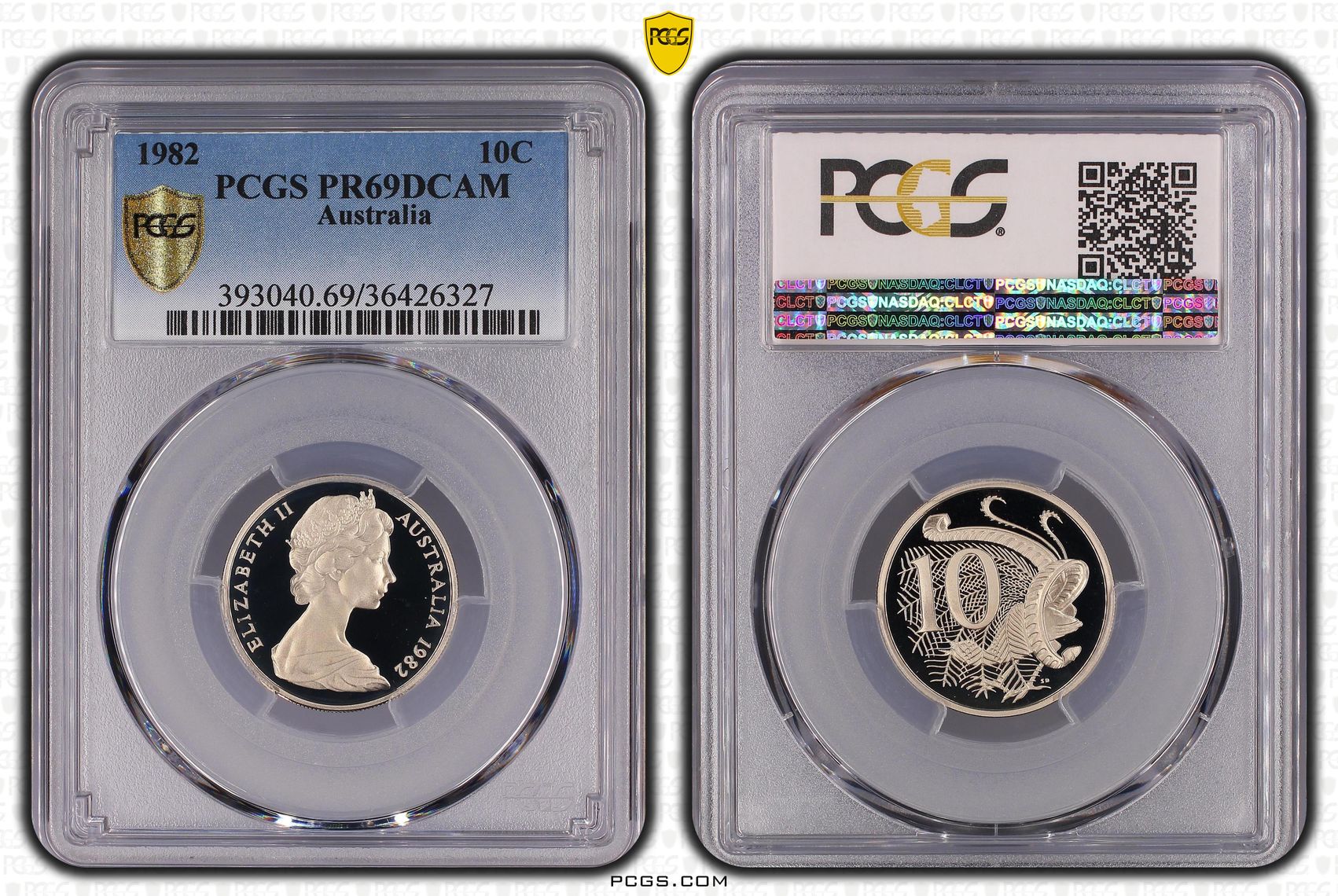 Elizabeth II, Ten Cent, 1982, PCGS PR69DCAM