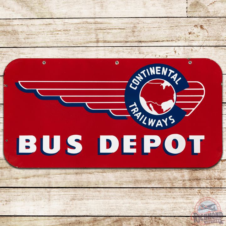 Continental Trailways Bus Depot DSP Sign w/ Logo - 9 & 8.5