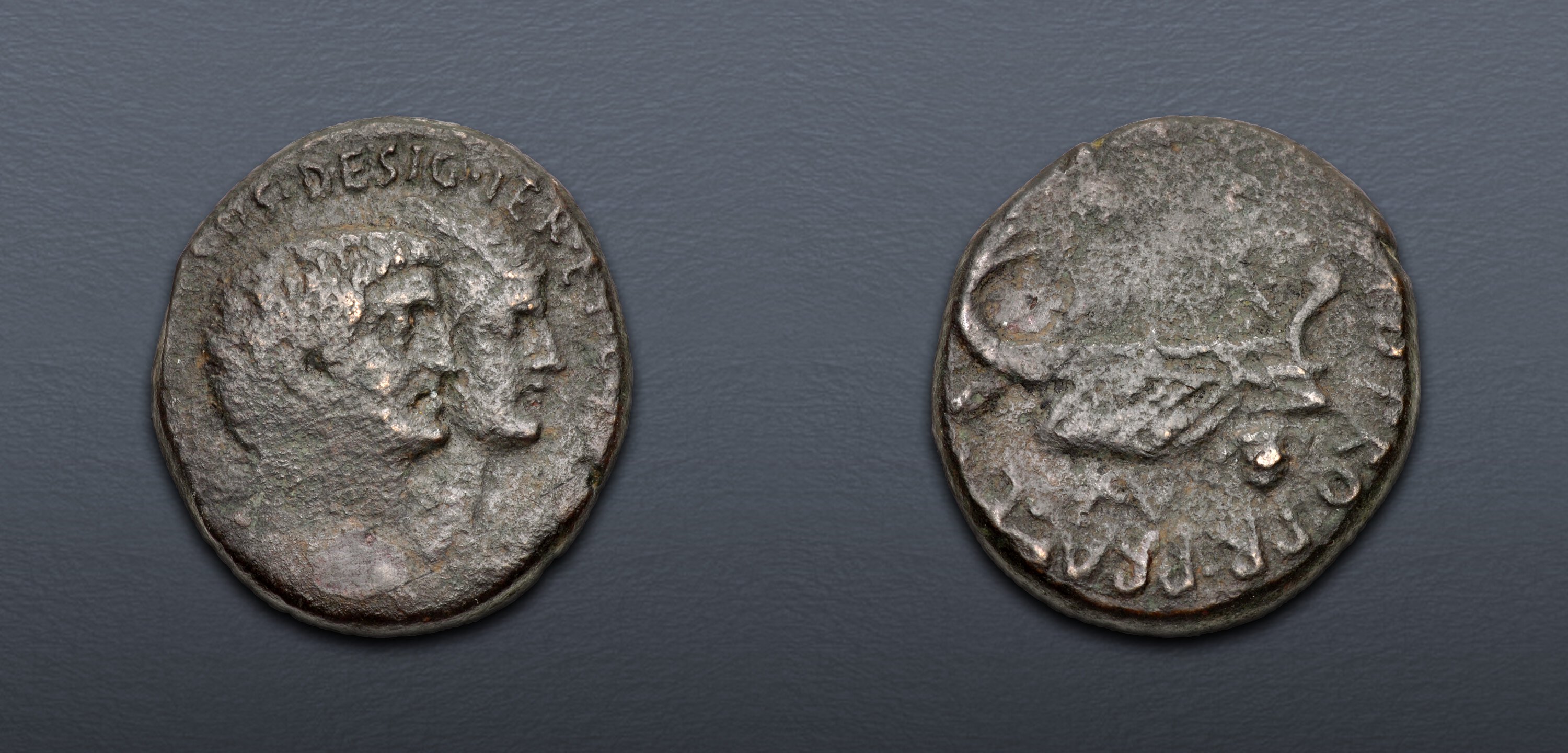 ACHAEA, Uncertain. Mark Antony, with Octavia. Summer-Autumn 38 BC. Æ ...