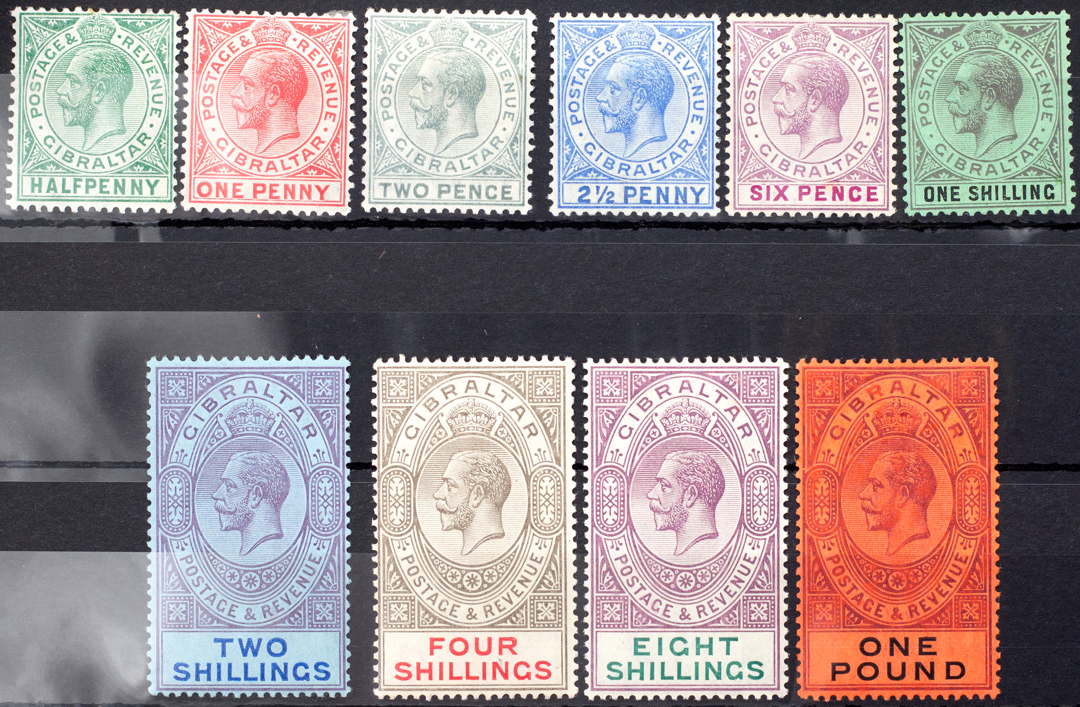 Gibraltar, KGV Definitives, 1912, Good