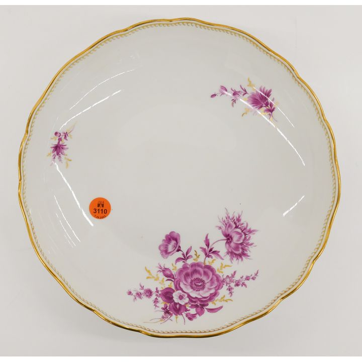 Meissen Pink Flower Porcelain Serving Bowl- 10"