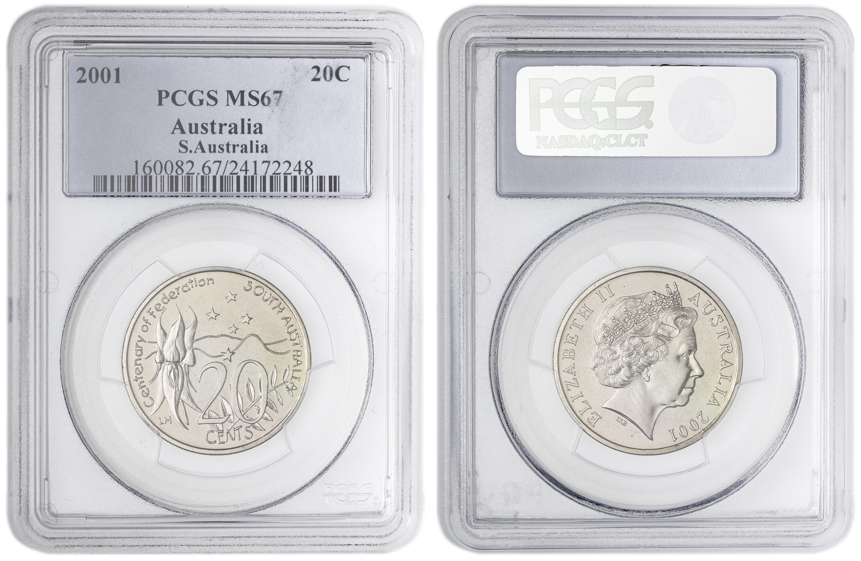 South Australia , Twenty Cent, 2001, PCGS MS67